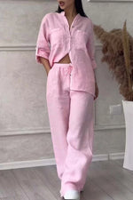 Cotton-Linen Blouse Pants Set