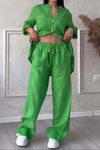 Cotton-Linen Blouse Pants Set
