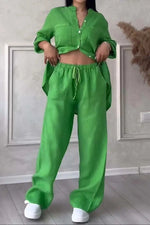 Cotton-Linen Blouse Pants Set