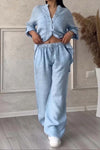Cotton-Linen Blouse Pants Set