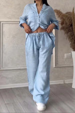 Cotton-Linen Blouse Pants Set
