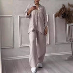 Cotton-Linen Blouse Pants Set