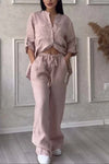 Cotton-Linen Blouse Pants Set
