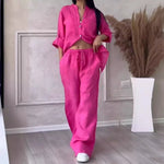 Cotton-Linen Blouse Pants Set