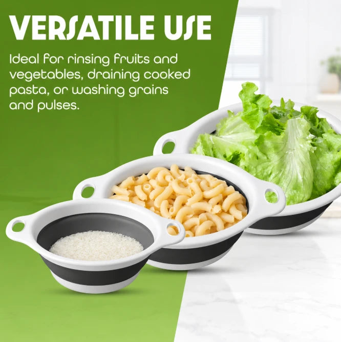 Collapsible Colander Set with Self-Draining Base