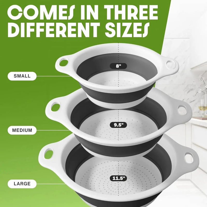 Collapsible Colander Set with Self-Draining Base