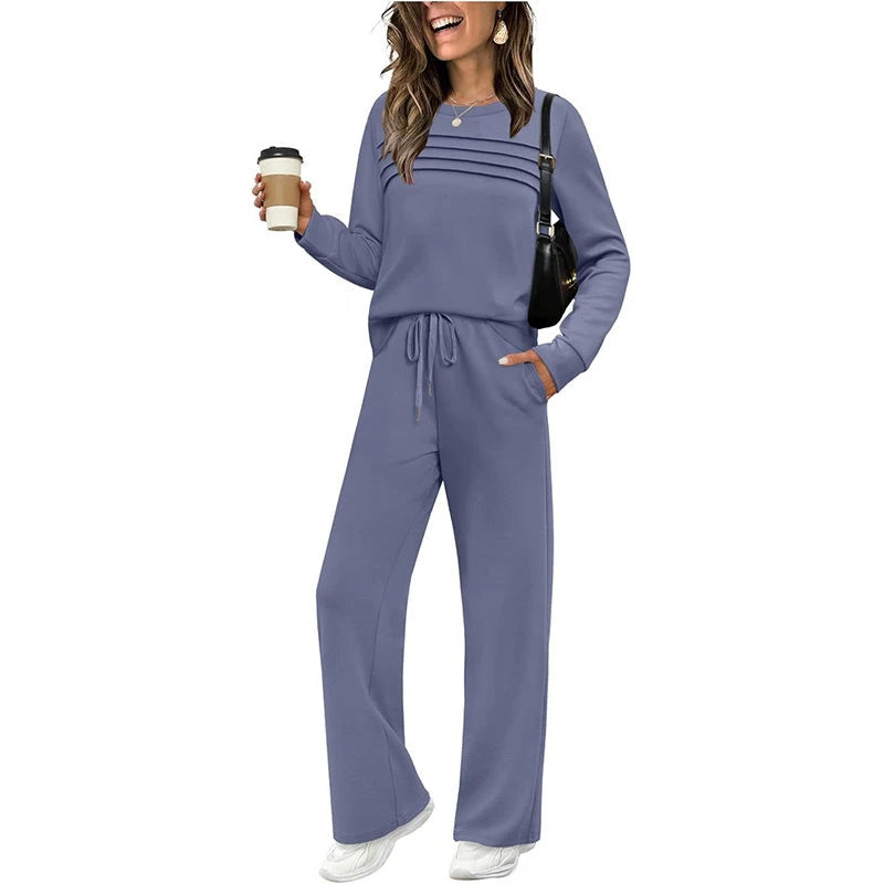 Women’s Crew-Neck Top & Drawstring Trousers Set
