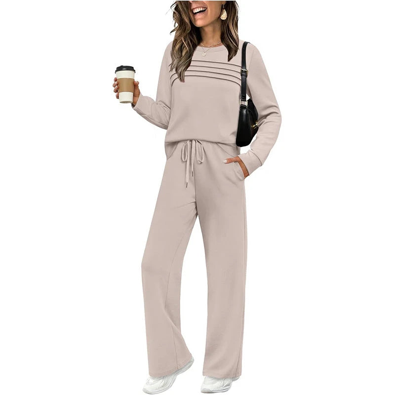 Women’s Crew-Neck Top & Drawstring Trousers Set