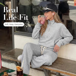 Women's 2-Piece Chic Ribbed Silk-Like Matching Outfit Set