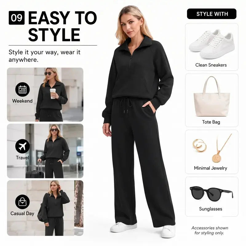 Women's 2-Piece Chic Ribbed Silk-Like Matching Outfit Set