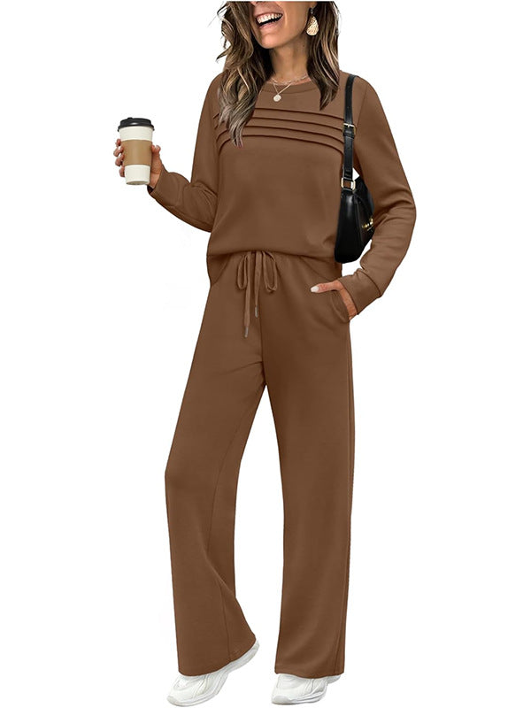Women’s Crew-Neck Top & Drawstring Trousers Set