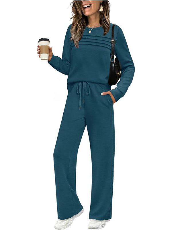 Women’s Crew-Neck Top & Drawstring Trousers Set