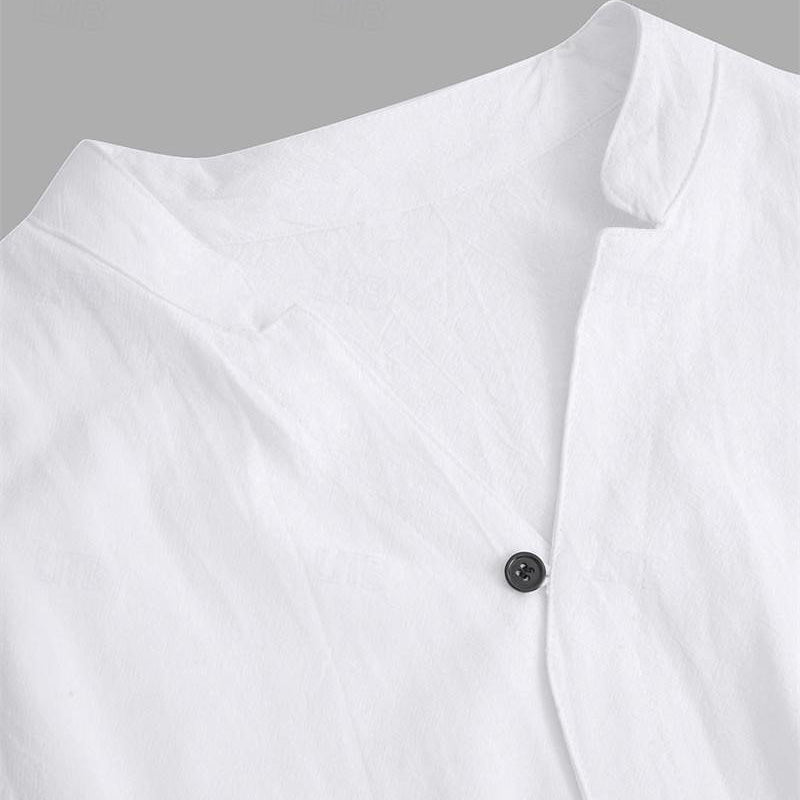 Men's Cotton Linen 2-Piece Set - Casual Top & Pants