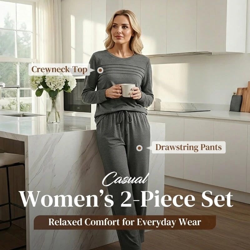 Women’s Crew-Neck Top & Drawstring Trousers Set