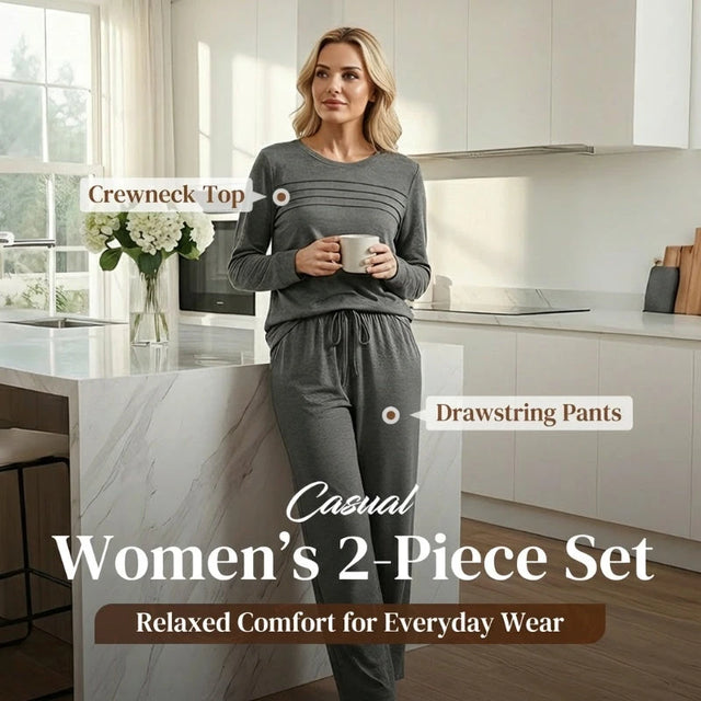 Women’s Crew-Neck Top & Drawstring Trousers Set