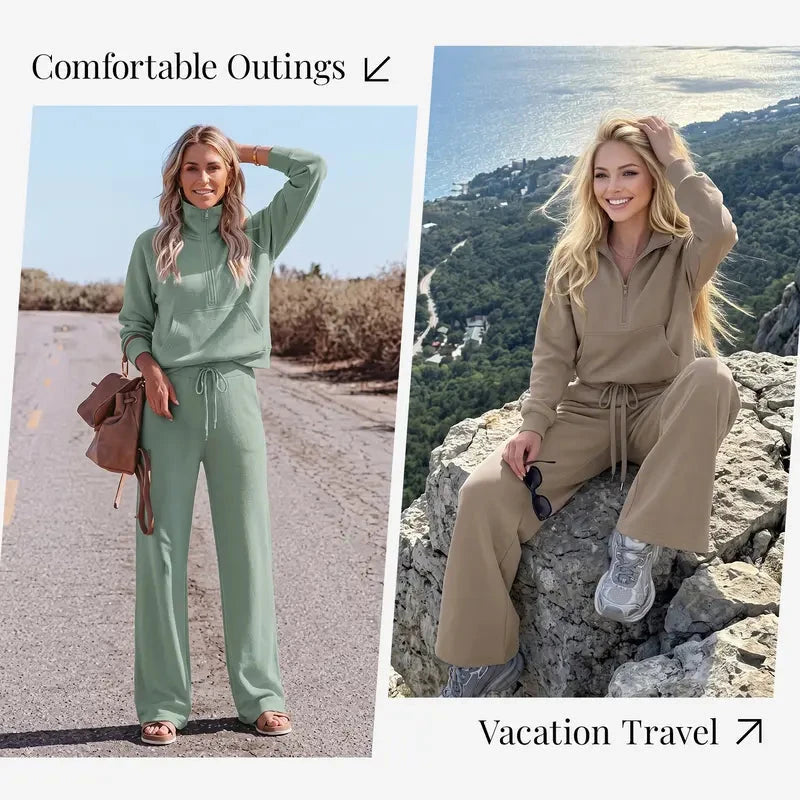 Women's 2-Piece Chic Ribbed Silk-Like Matching Outfit Set
