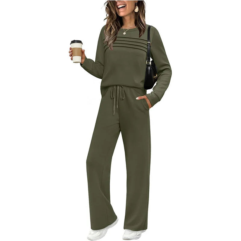 Women’s Crew-Neck Top & Drawstring Trousers Set