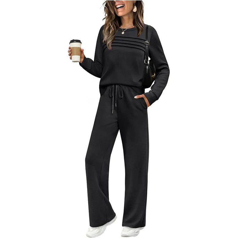 Women’s Crew-Neck Top & Drawstring Trousers Set